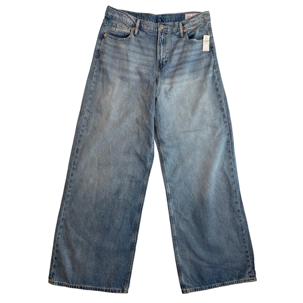 NWT GAP Womens Jeans Size 32/14T Light Wash Denim Baggy Mid Rise Wide Leg Tall